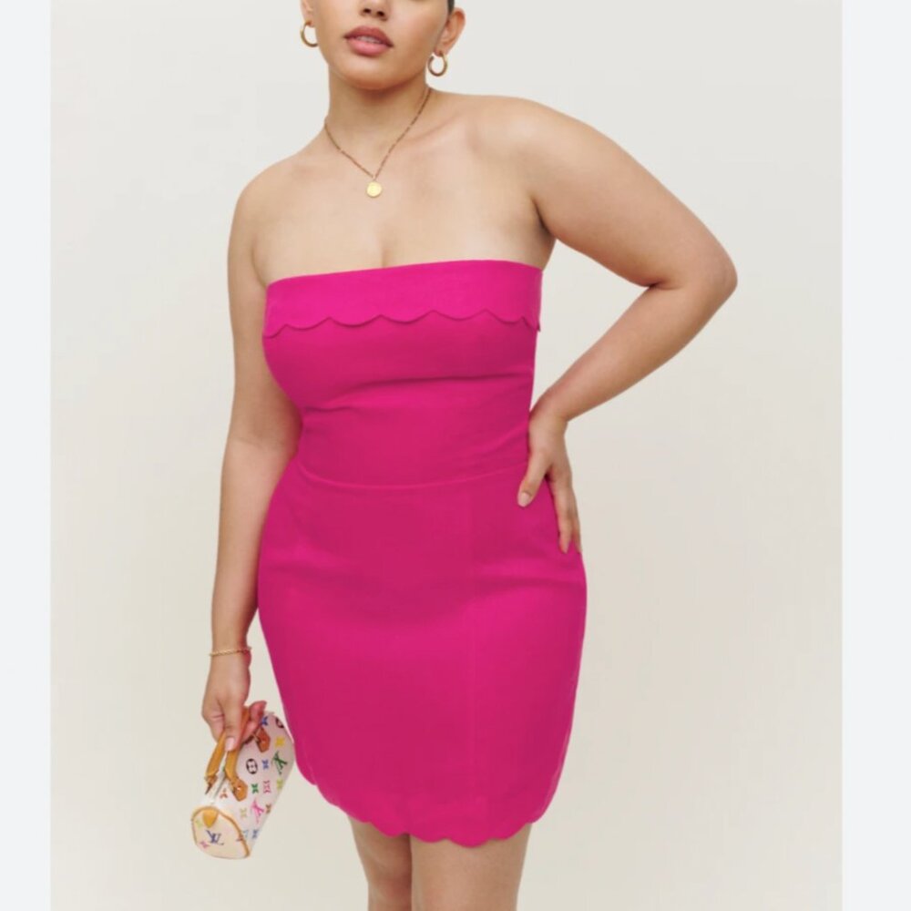 ✨ SALE NWT Reformation Isles Mini Tube Dress Sz4 Corvette Pink Linen Causal Part